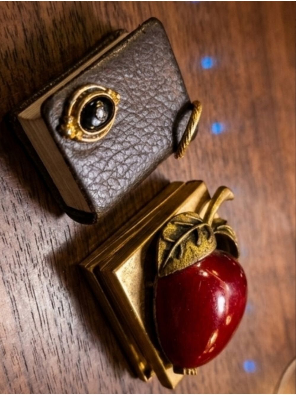 Luxurious Red and Gold Vintage Apple Decorative Box - With Mini Handmade Book